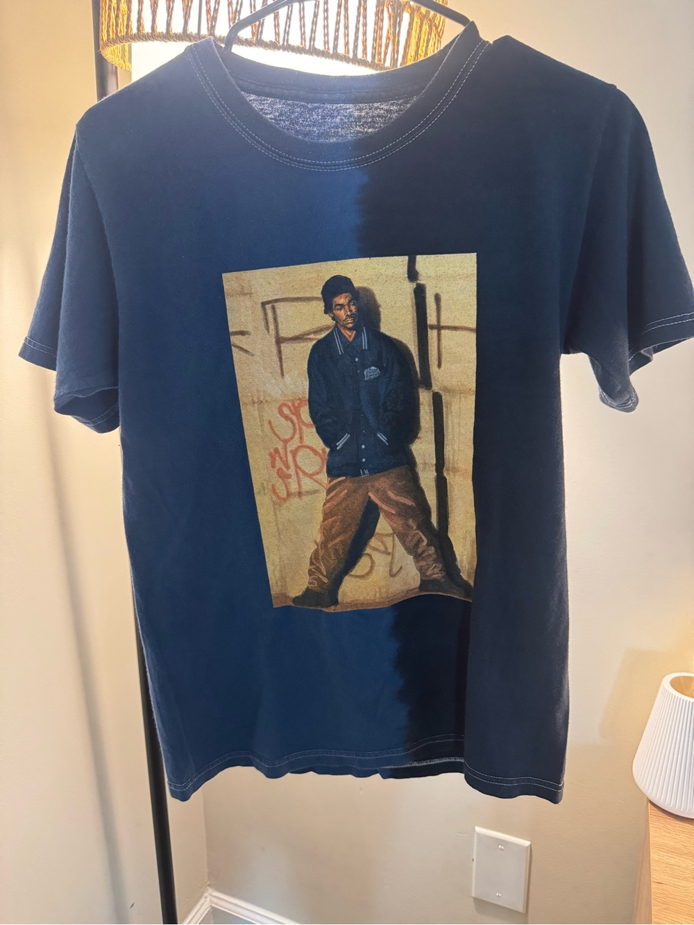 Snoop Dog 90s Men's Navy Graphic Tee with Brown Print